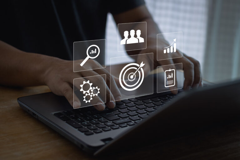 Retail PPC campaign targeting and performance tracking on a laptop